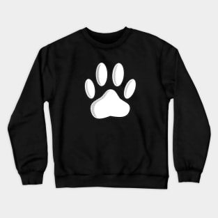 White Dog Paw Print With Newsprint Effect Crewneck Sweatshirt